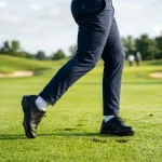 Golfer lifting lead heel off the turf during backswing (AI Generated Image)