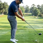 Golfer executing dynamic early release for maximum downswing power (AI Generated Image)